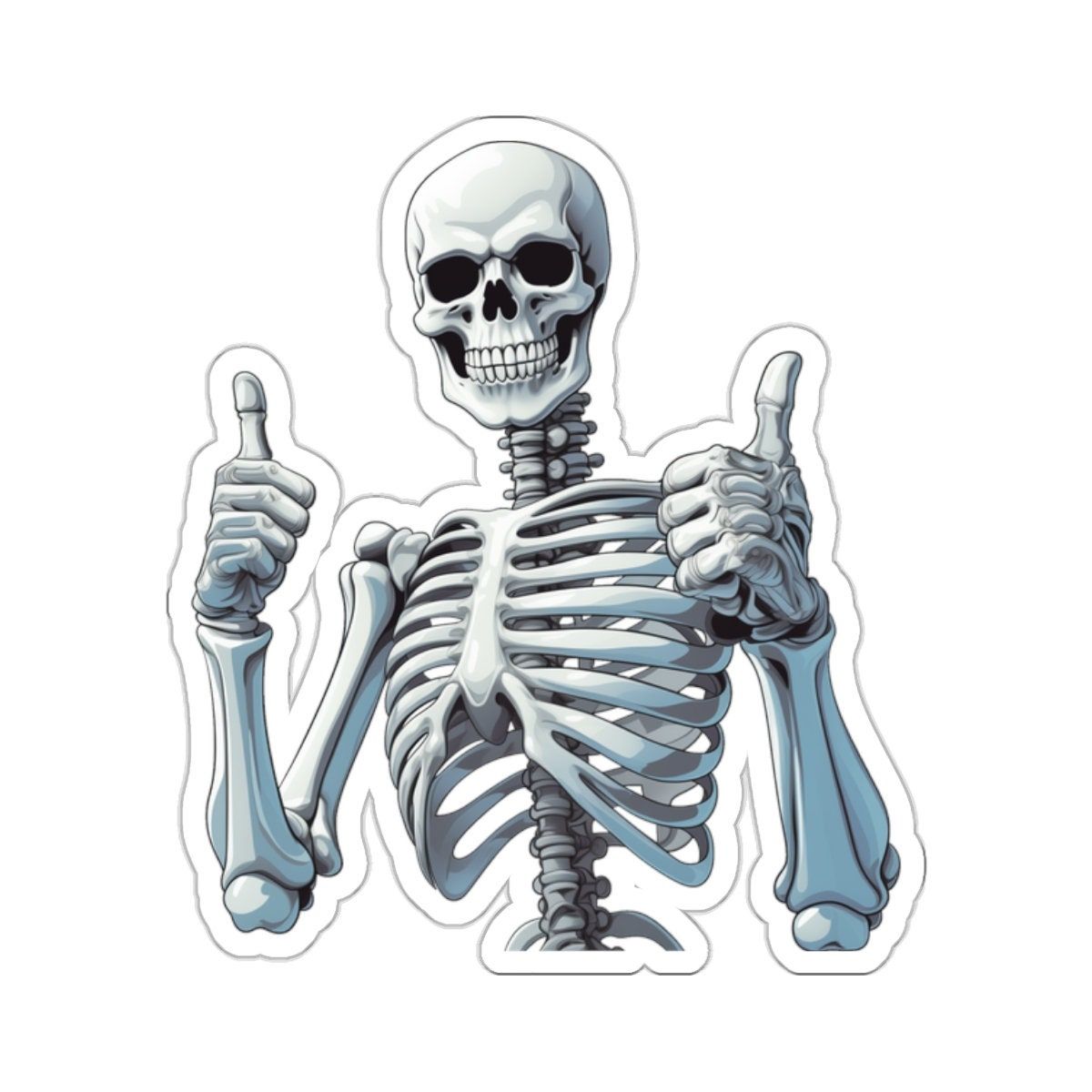 Skeleton Thumbs Up Sticker Decal, Skull Art Vinyl Laptop Cute Waterbottle Tumbler Car Waterproof Bumper Clear Aesthetic Die Cut Wall