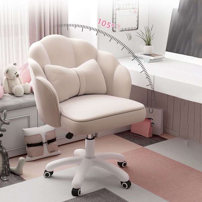 White Nylon Frame Modern Computer Desk Chair Upholstered Task Chair with Wheels Grey-Latex